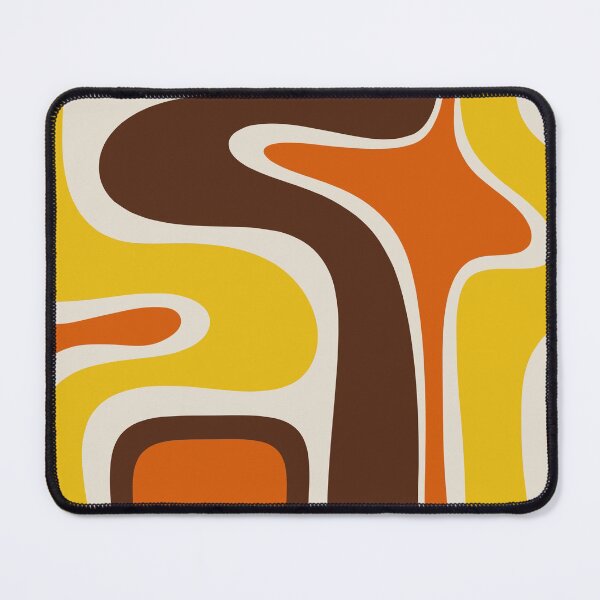 Aperçu de l'œuvre Copacetic 70s Retro Abstract Pattern Moutarde Jaune Orange Marron Beige créée et vendue par kierkegaard.