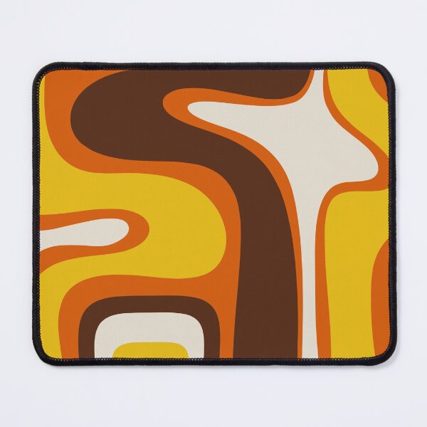 Vista previa del artículo con la obra «Copacetic 70s Retro Moderno Patrón abstracto Naranja Mostaza Amarillo Marrón Beige», diseñado y vendido por kierkegaard.