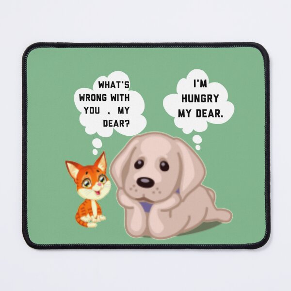 Item preview, A cute cat asks her dog friend. designed and sold by Luna's World - Moody Vibes Studio.