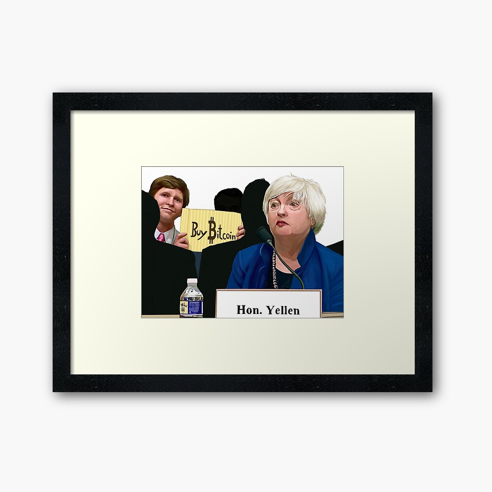 Bitcoin Meme Original Watercolor ft. Janet Yellen