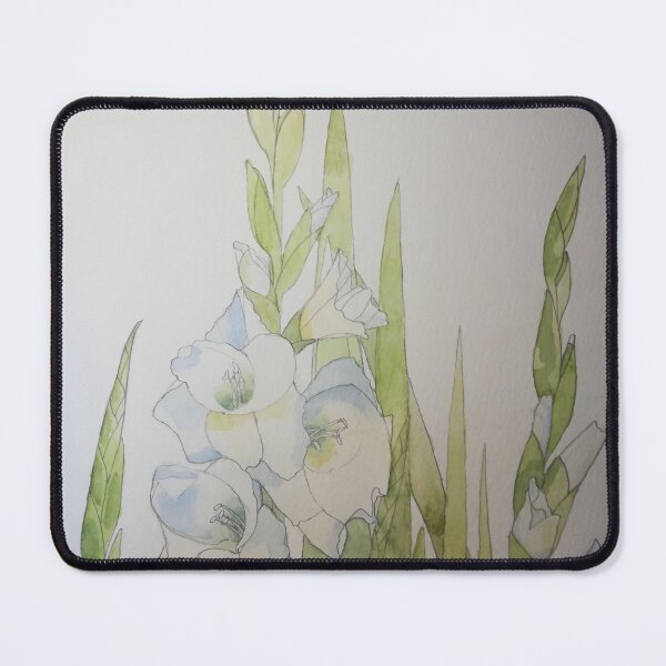 Item preview, White Gladioli watercolor painting designed and sold by esvb.