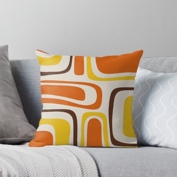 Aperçu de l'œuvre Palm Springs Minimalist Mid-Century Modern Abstract in 70s Orange Moutarde Jaune Marron Beige créée et vendue par kierkegaard.