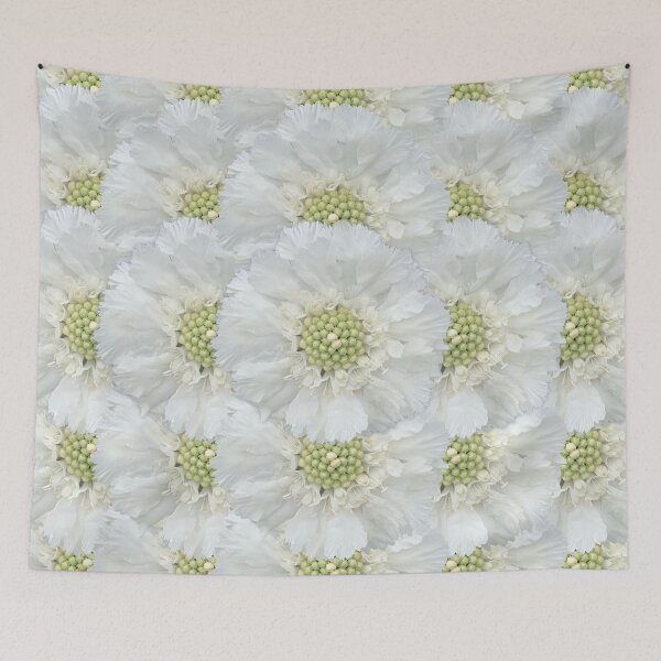 Item preview, White Scabious Flower Still Life Floral Photography designed and sold by CottoVerdi.