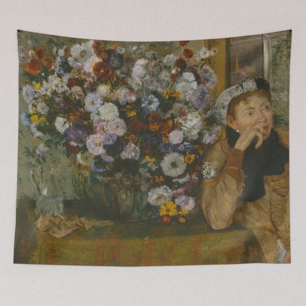 Item preview, A Woman Seated beside a Vase of Flowers (1865) by Edgar Degas  designed and sold by sunny-007.
