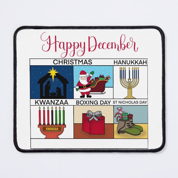 Artikelvorschau, Glückliches Dezember-Feiertags-Weihnachten, Chanukka, Kwanzaa, Verpacken-Tag, St Nicholas Day Design entworfen und verkauft von Gsallicat.