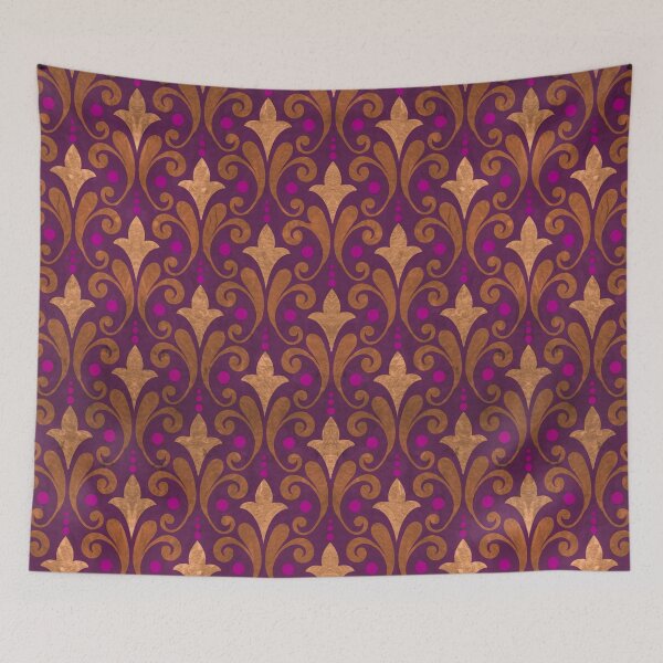 Item preview, Vintage Rich Deep Purple and Ochre Pattern, rustic and worn by time designed and sold by Orianah.