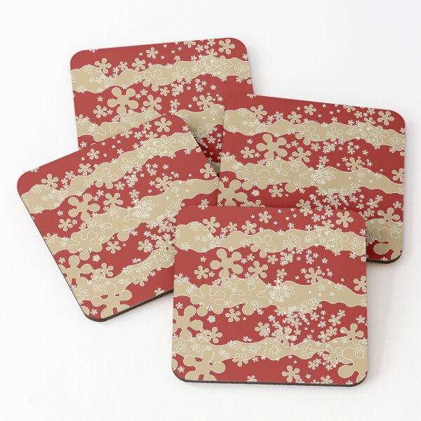 Item preview, Ondas horizontales, rojo, beige, blanco, líneas, flores designed and sold by Svitac.
