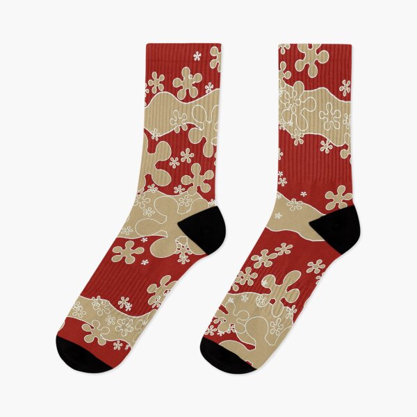 Item preview, Ondas horizontales, rojo, beige, blanco, líneas, flores designed and sold by Svitac.