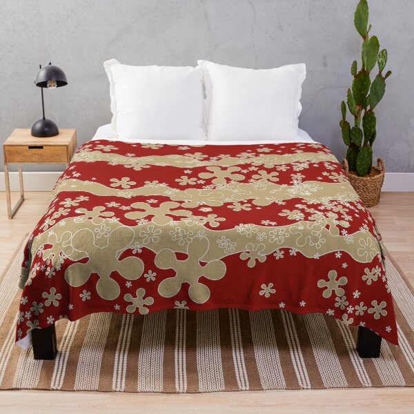 Item preview, Ondas horizontales, rojo, beige, blanco, líneas, flores designed and sold by Svitac.