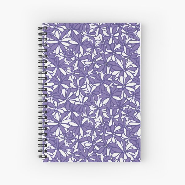 Pruple daisy flowers, pretty, feminine and whimsical pattern Spiral Notebook