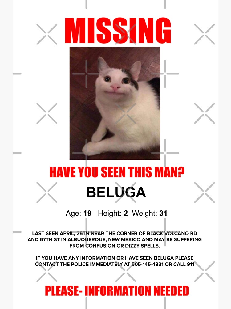 Beluga Missing Poster Sticker for Sale by Shop4Gamers