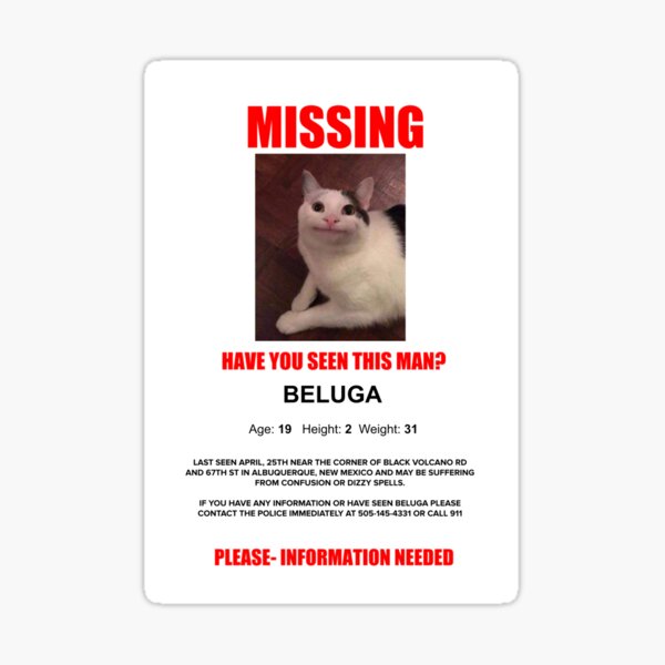 Beluga Cat Sticker for Sale by LUCKY DESIGNER