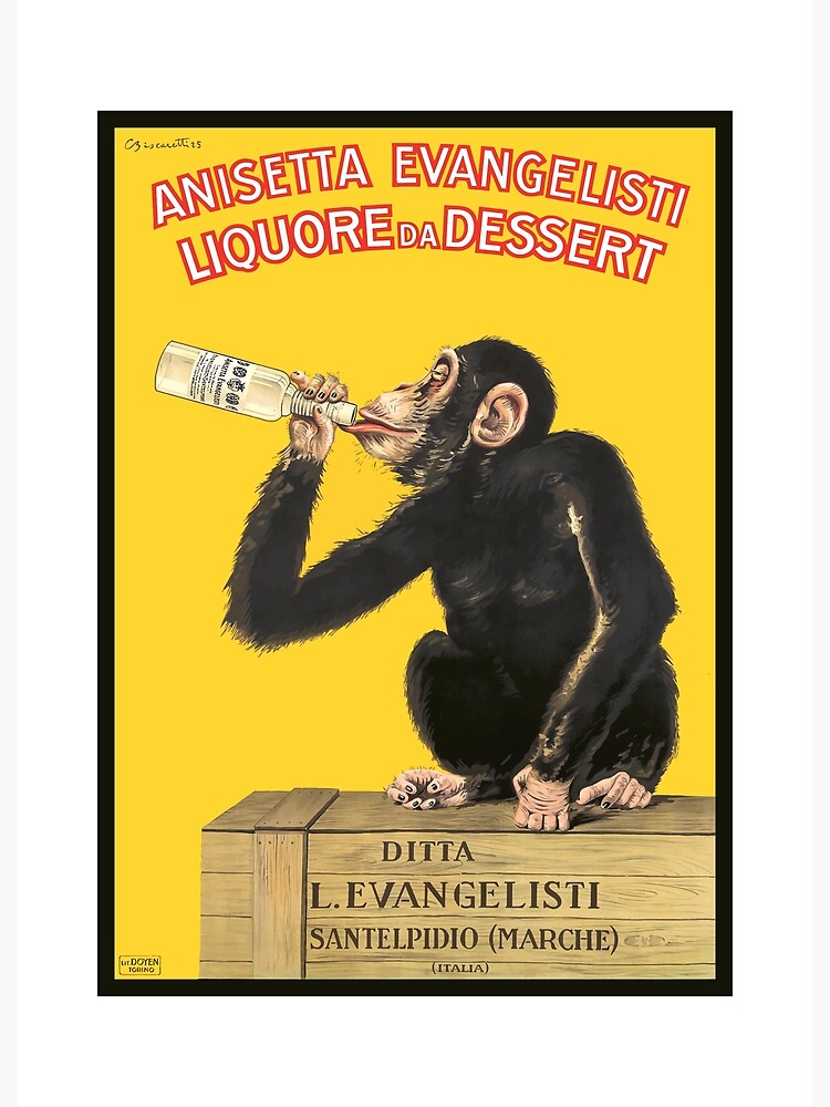 Poster for Sale avec l'œuvre « Liqueur italienne vintage Averna Amaro  Sicilia apéritif boisson alcoolisée publicité brune assise à la table de  café affiche publicitaire / affiches pour la décoration murale de
