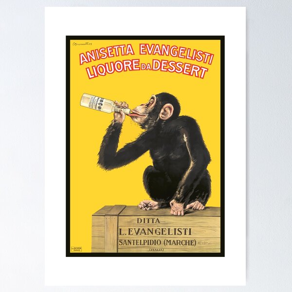 Aperçu de l'œuvre 1925 Anisetta Evangelisti Affiche publicitaire de liqueur italienne créée et vendue par retrographics.