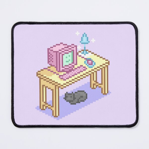 Item preview, Geeky Pink Purple Pixel Art Desktop Computer Cat designed and sold by JessicaAmber.