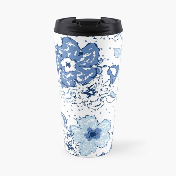 Blue chintz, organic blooms, whimsical flowers pattern, blue tones Travel Mug