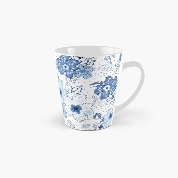 Blue chintz, organic blooms, whimsical flowers pattern, blue tones Tall Mug