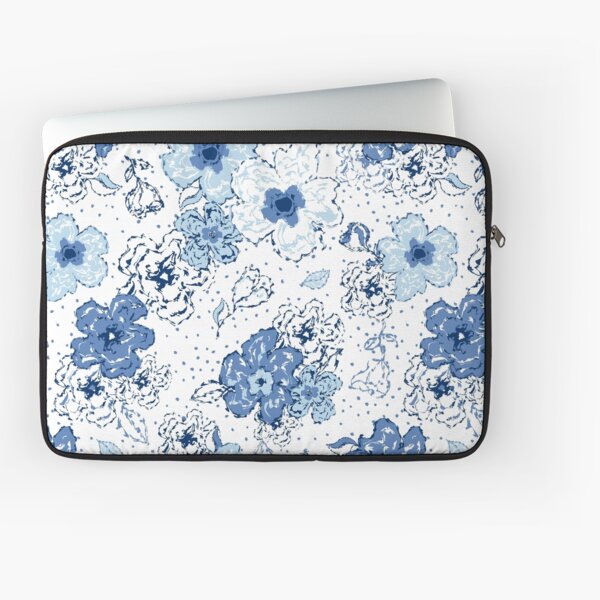 Blue chintz, organic blooms, whimsical flowers pattern, blue tones Laptop Sleeve