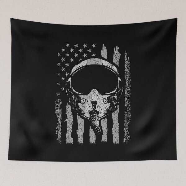 Item preview, Jet Fighter Pilot Helmet American Flag designed and sold by Uppercase Tees.