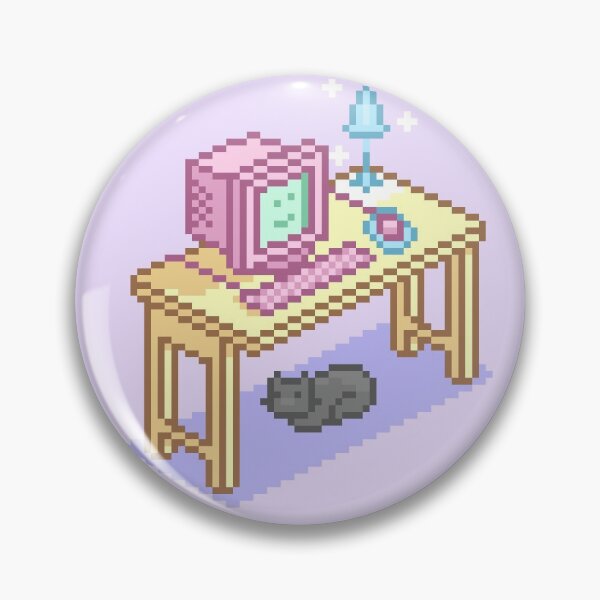 Item preview, Geeky Pink Purple Pixel Art Desktop Computer Cat designed and sold by JessicaAmber.