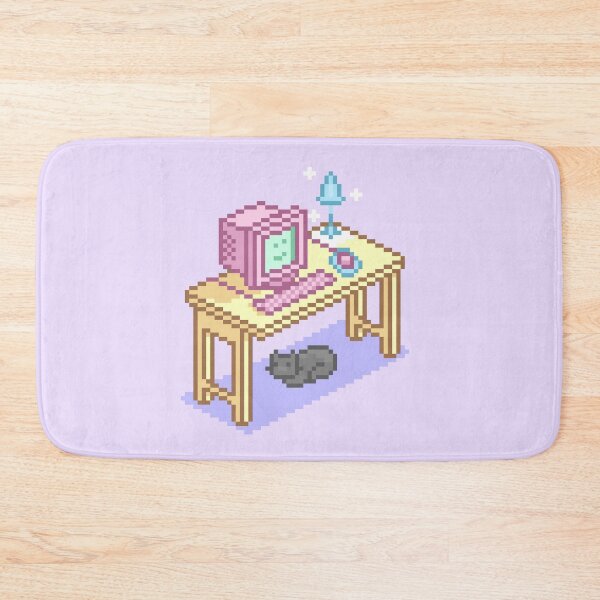 Item preview, Geeky Pink Purple Pixel Art Desktop Computer Cat designed and sold by JessicaAmber.