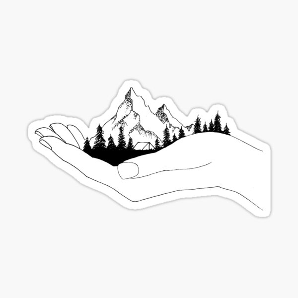 Mountain in Hands Sticker