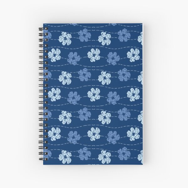 Embroidered look flowers pattern - stitched effect flowers Spiral Notebook
