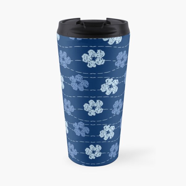 Embroidered look flowers pattern - stitched effect flowers Travel Mug