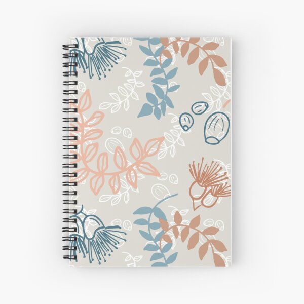 Simple nature, leaves, flowering gum and gum nuts pattern - eco friendly, nature based Spiral Notebook