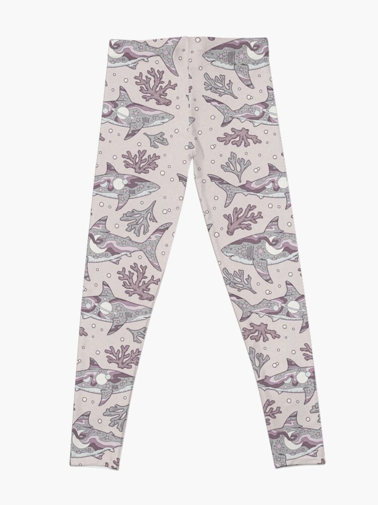 Alternate view of Midnight Swim | Ocean Shark Art | Purple Haze Palette Leggings
