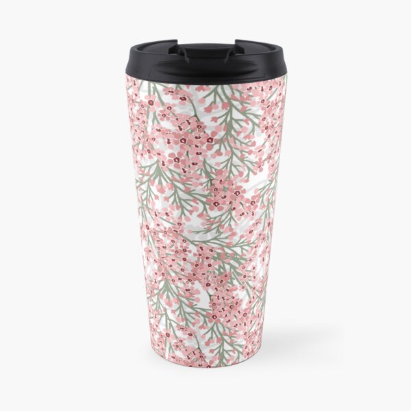Geraldton Wax Flowers Pattern - pretty pink australian flora Travel Mug