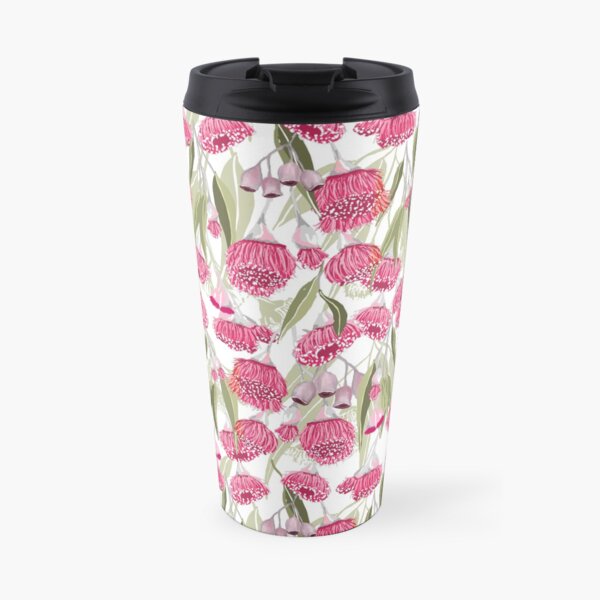 Eucalyptus Pink Gum Blossom Pattern - Australian Flowering Gum Travel Mug
