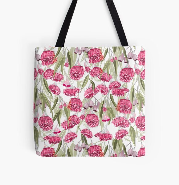 Eucalyptus Pink Gum Blossom Pattern - Australian Flowering Gum All Over Print Tote Bag