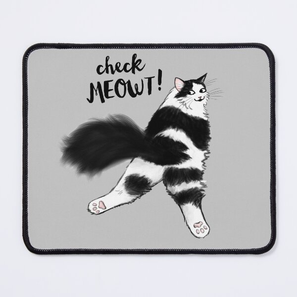 Item preview, Black and White Cat - Check Meowt - Funny Sploot designed and sold by Jenn Inashvili.