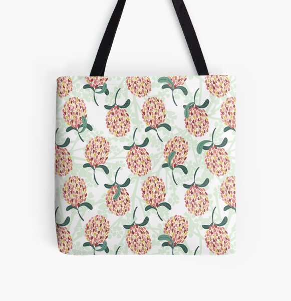 Modern Banksia Pattern- Bright colorful digital illustration All Over Print Tote Bag