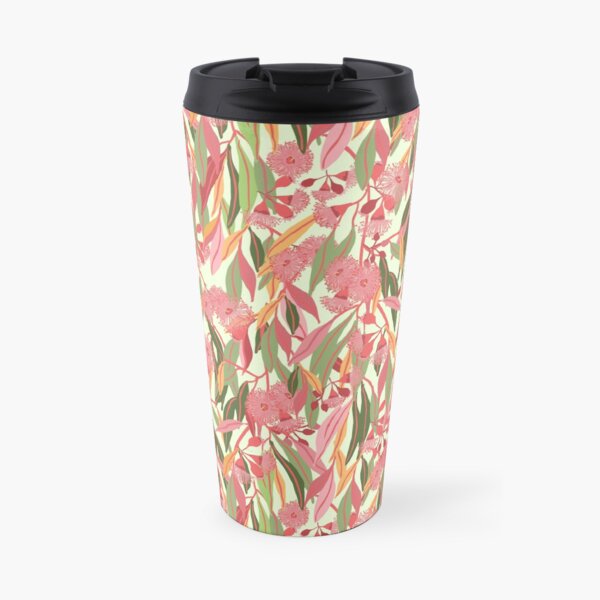 Flowering Eucalyptus Gum Blossoms pattern with colourful gum leaves - Natures Hues Travel Mug