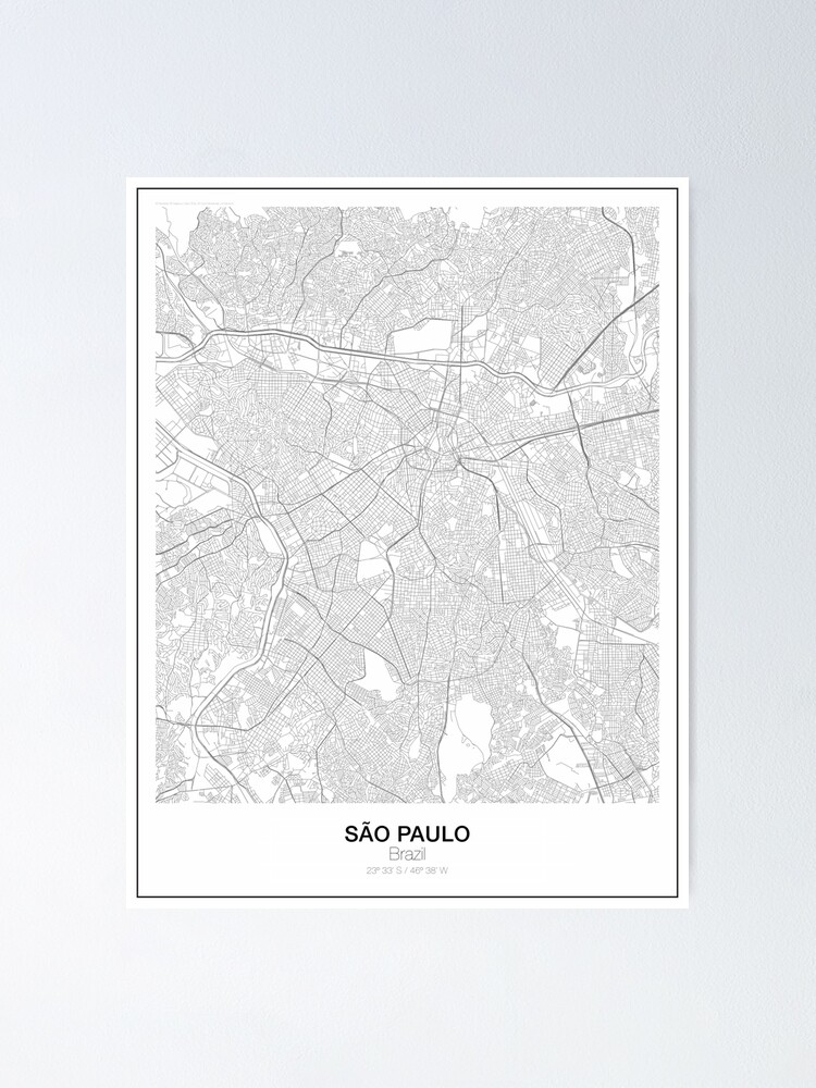 Sao Paulo Minimalist Map Poster By Resfeber Redbubble