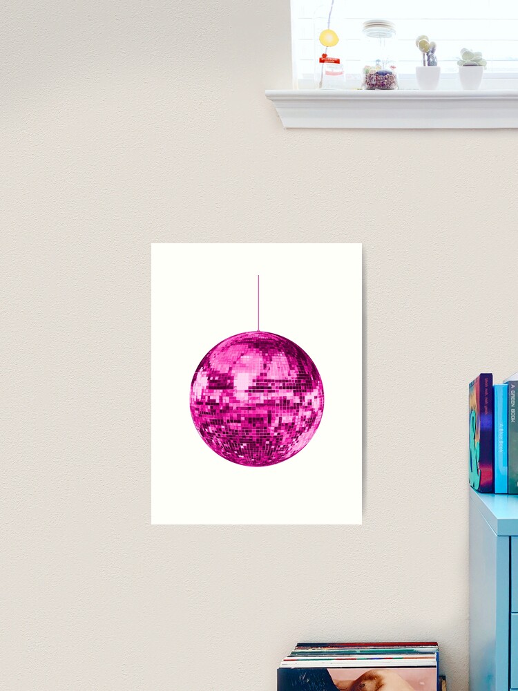 Pink Vintage Sparkling Disco Ball on White Background Art Print for Sale  by Deborah Camp