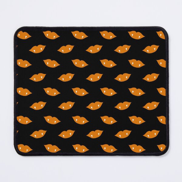 Item preview, Pumpkin Orange Halloween Vampire Lips With Fangs On Black designed and sold by Creepyhollow.