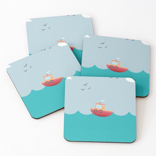 Item preview, Minimal Orange Boat On a Light Blue Sea designed and sold by LeonardCooray.