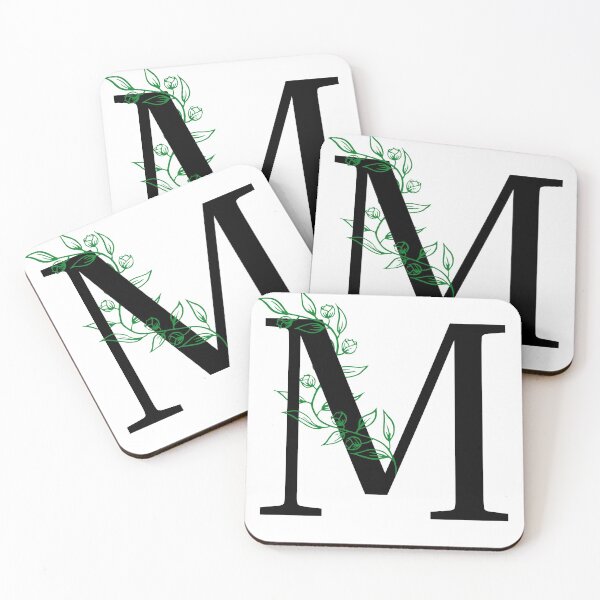 Item preview, M Initial Vine Flower Monogram Decal designed and sold by TrashPandaCreative.