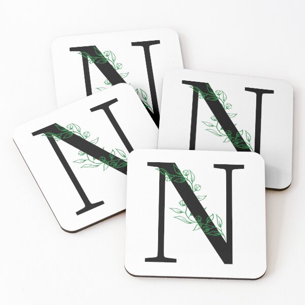 Item preview, N Initial Vine Flower Monogram Decal designed and sold by TrashPandaCreative.