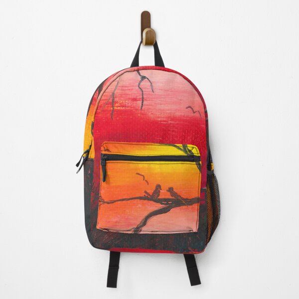 Item preview, Coming home to roost is an acrylic painting with a red sunset and love birds with a tree designed and sold by Goldstarwork.