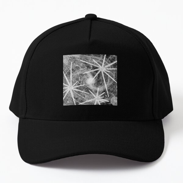 STARBURST UNIVERSE | Fun Art~Design (Square Version - Black and White) Baseball Cap