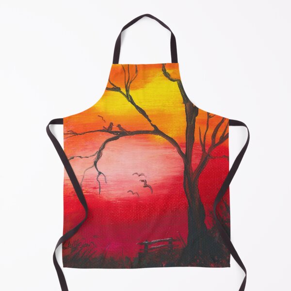 Item preview, Coming home to roost is an acrylic painting with a red sunset and love birds with a tree designed and sold by Goldstarwork.