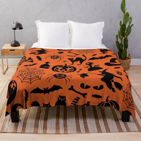 Item preview, Amigo patrón de Halloween negro sobre tema naranja designed and sold by ReichbournArt.