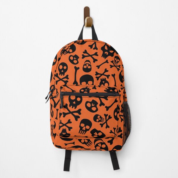 Item preview, Halloween Black skull pattern on Orange theme designed and sold by ReichbournArt.