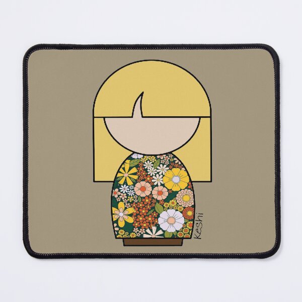 Item preview, Japanese Kokeshi Doll Floral Print designed and sold by lmcvinco.