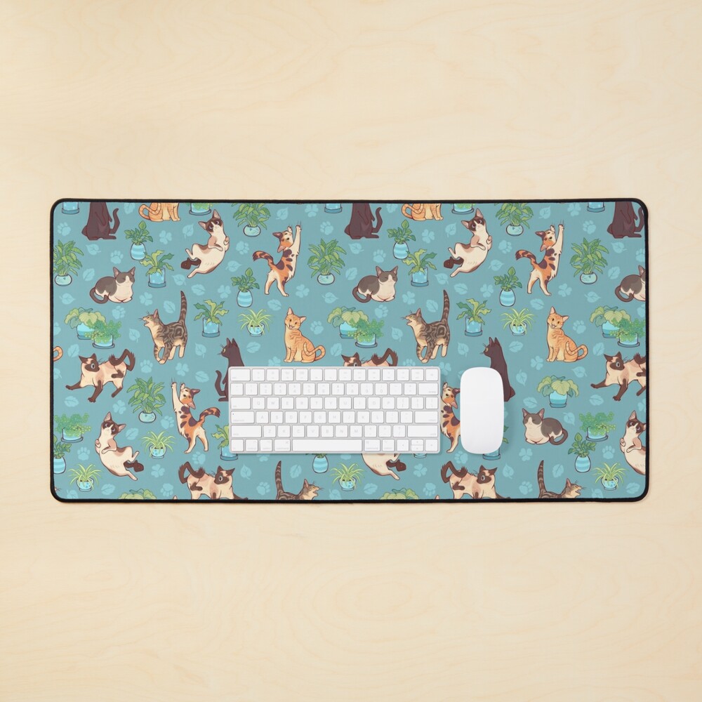 Cozy michis in blue Mouse Pad