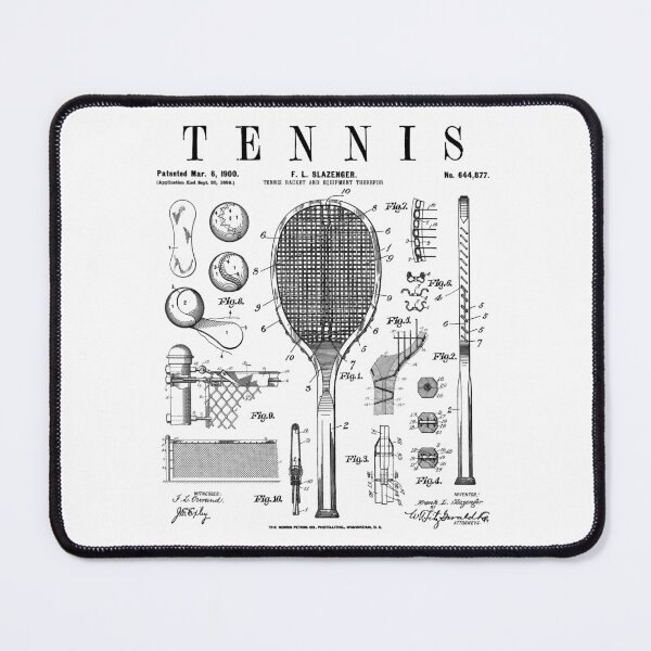 Item preview, Tennis Racket And Ball Old Vintage Patent Drawing Print designed and sold by GrandeDuc.